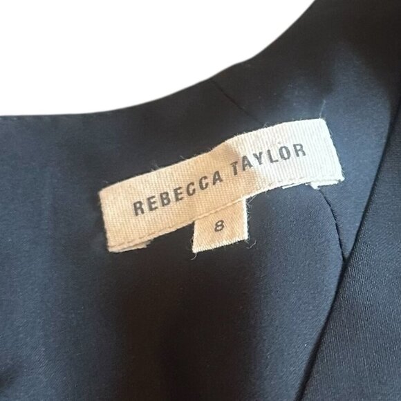 Rebecca Taylor Black Sheath Dress Lace Detail Gold Zip Wool Blend Size 8 Women's - Picture 10 of 10